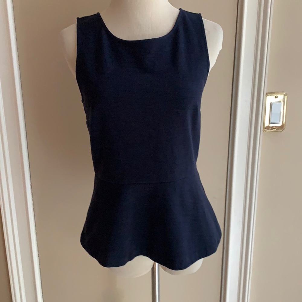 J. Crew Navy Cotton Peplum Top. XS
